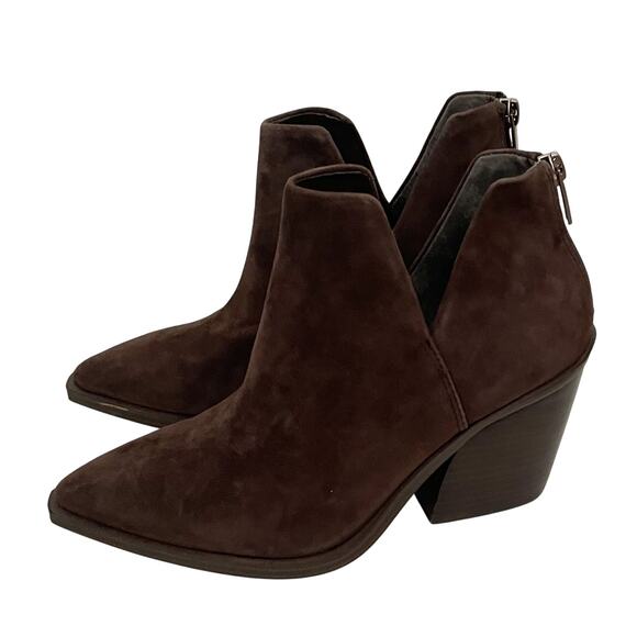 Vince Camuto Suede Leather 3.5" Heel Pointed Toe Bootie Brown Size 6 NEW - Picture 1 of 7